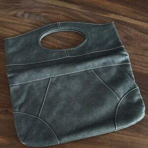 Elegant Grey Folded Leather Clutch Bag
